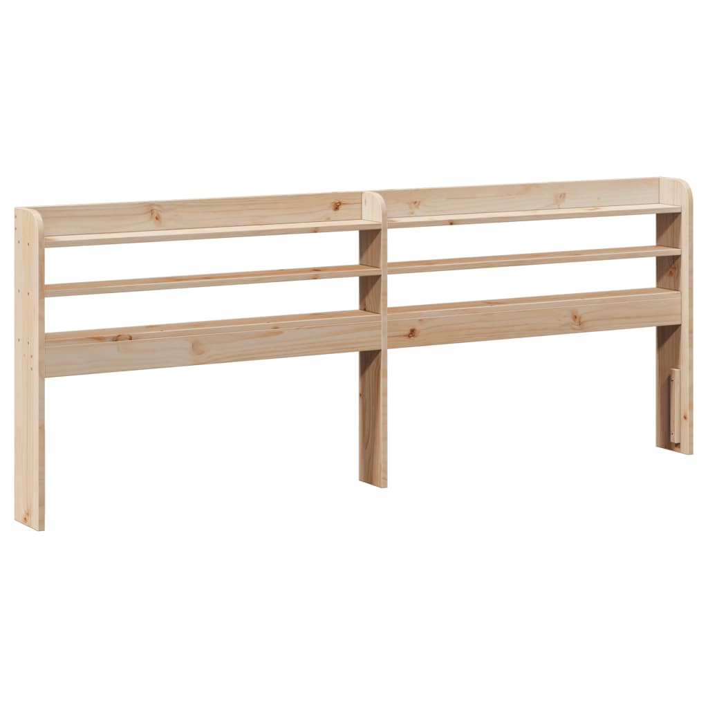 Headboard with Shelves 200 cm Solid Wood Pine